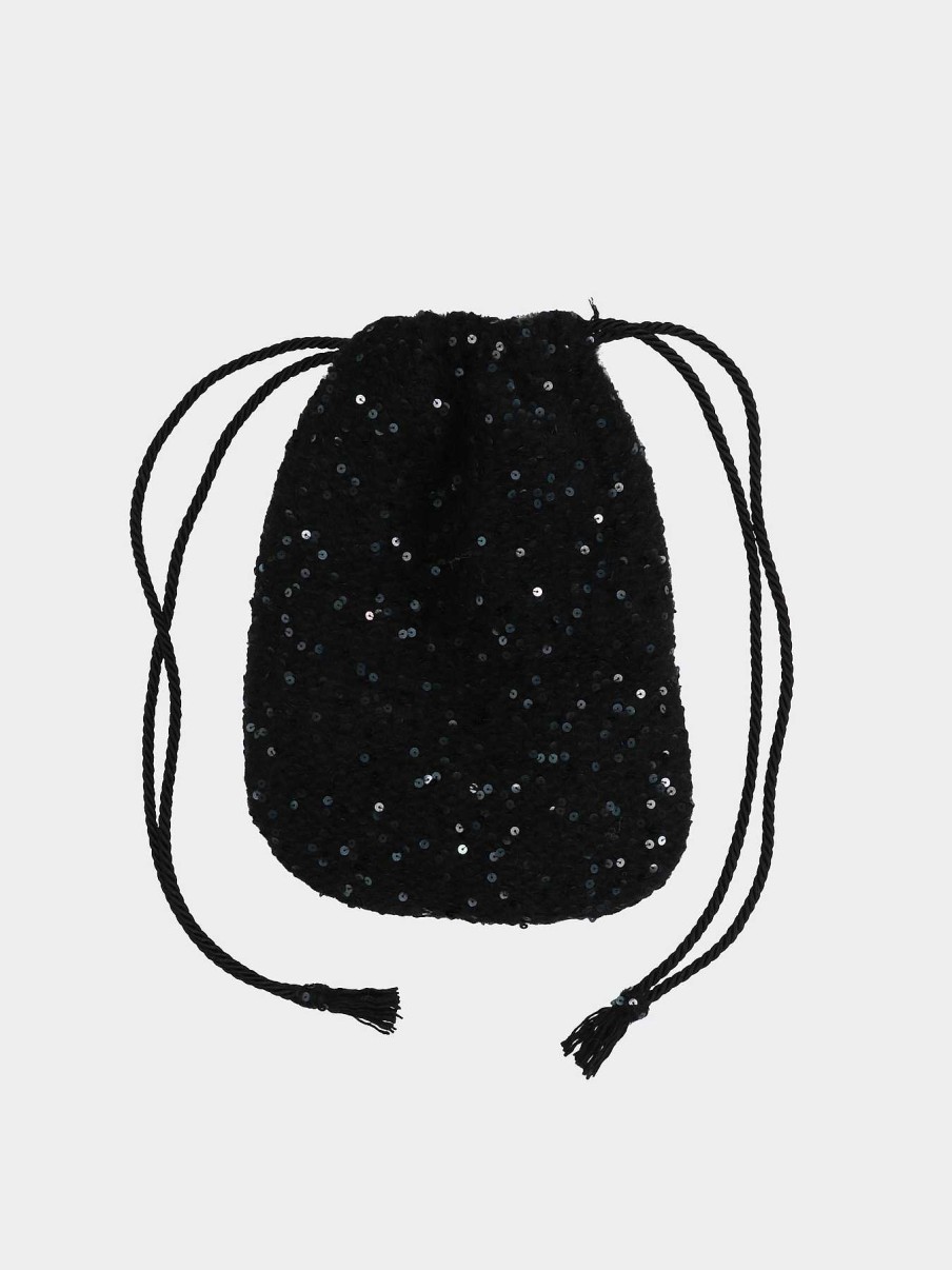 Accessori ROBERTO COLLINA | Mini Bag In Paillettes Nero