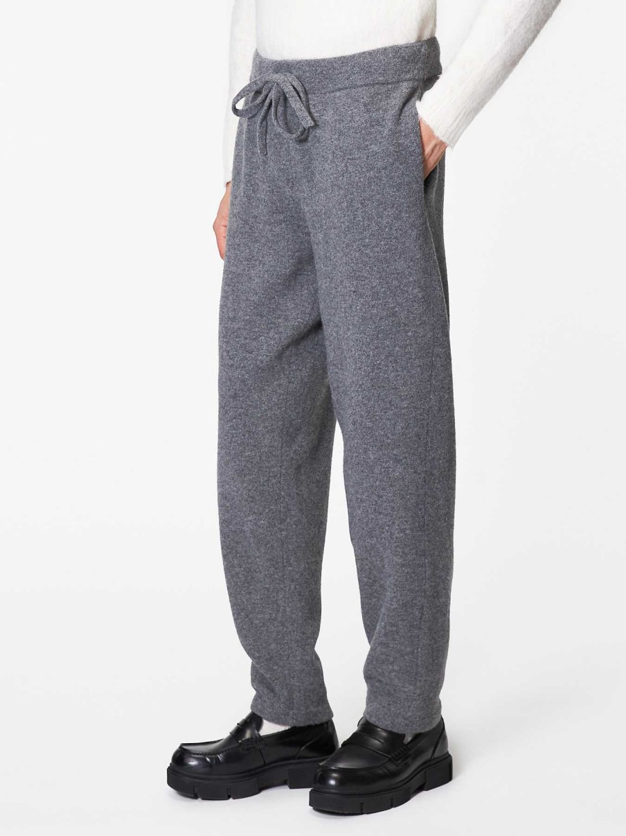 Uomo ROBERTO COLLINA Pantaloni | Joggers In Lana E Cashmere Grigio