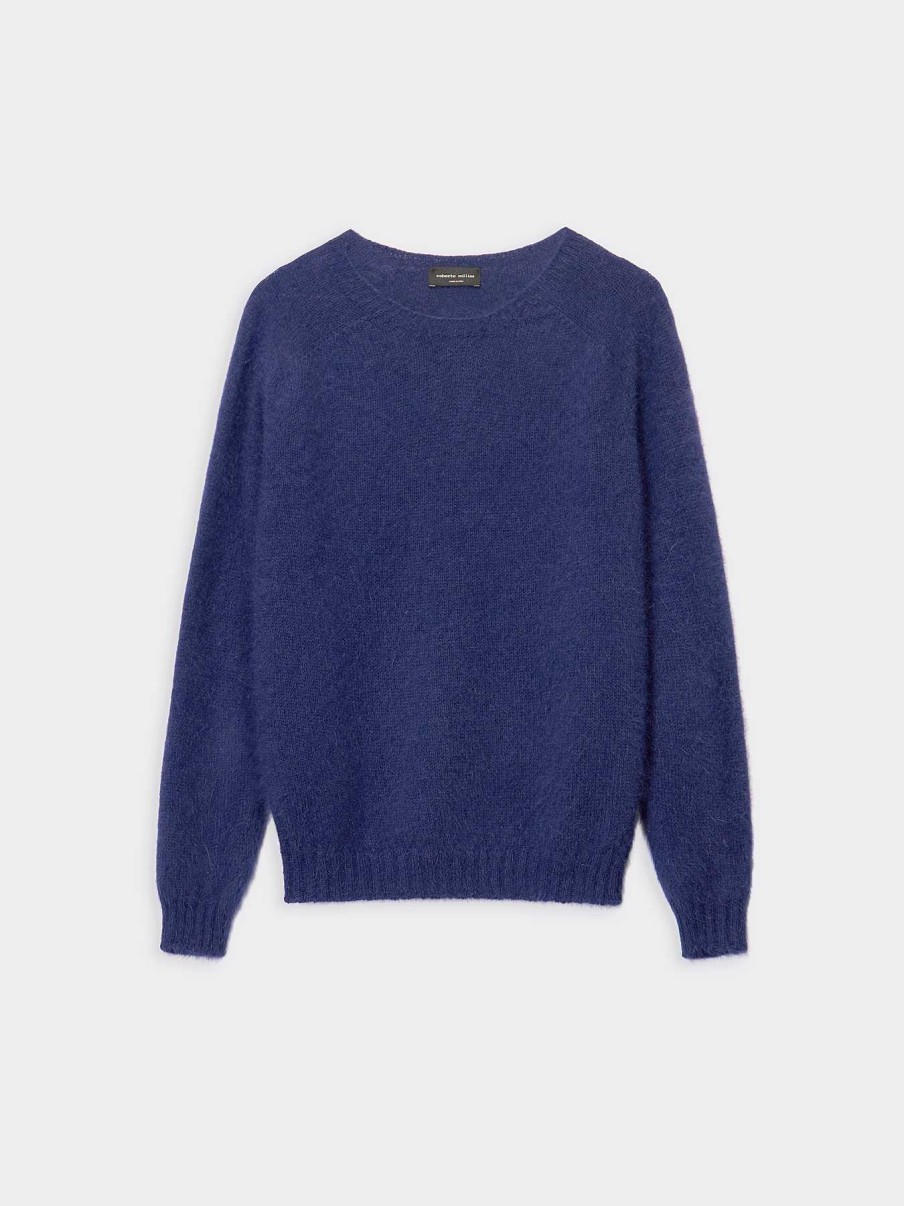 Donna ROBERTO COLLINA Maglieria E Top | Maglia Comfy In Angora Navy