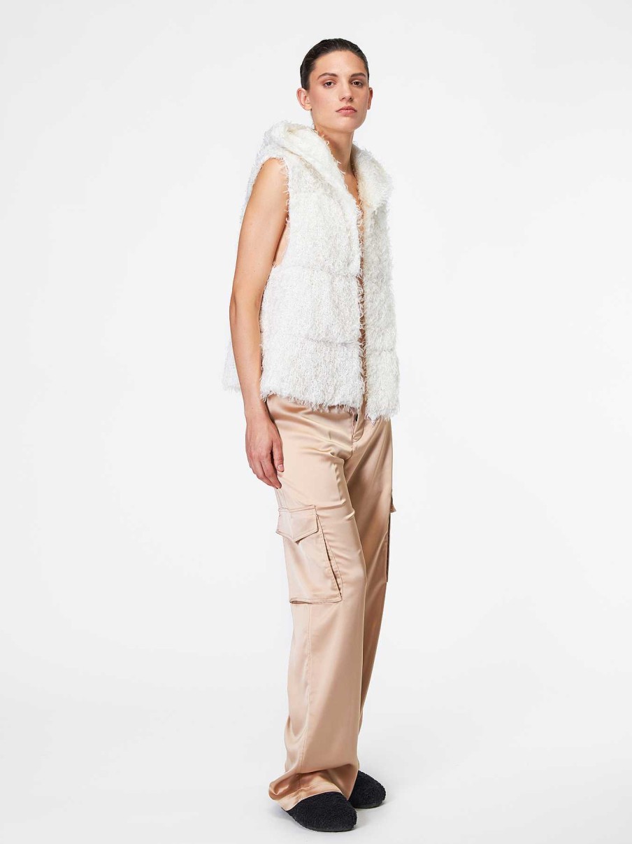 Donna ROBERTO COLLINA Cardigan, Giacche E Cappotti | Gilet In Maglia Con Cappuccio Bianco