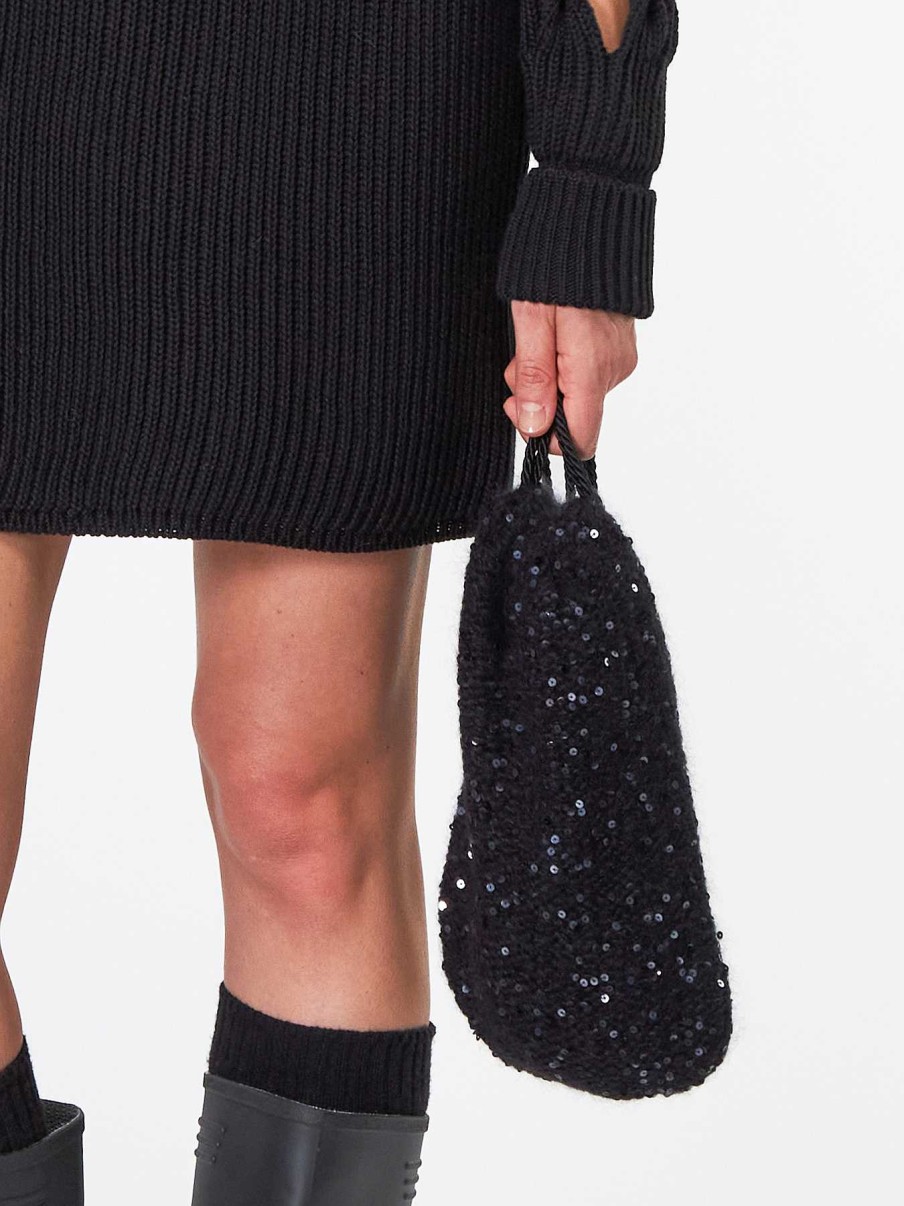 Accessori ROBERTO COLLINA | Mini Bag In Paillettes Nero