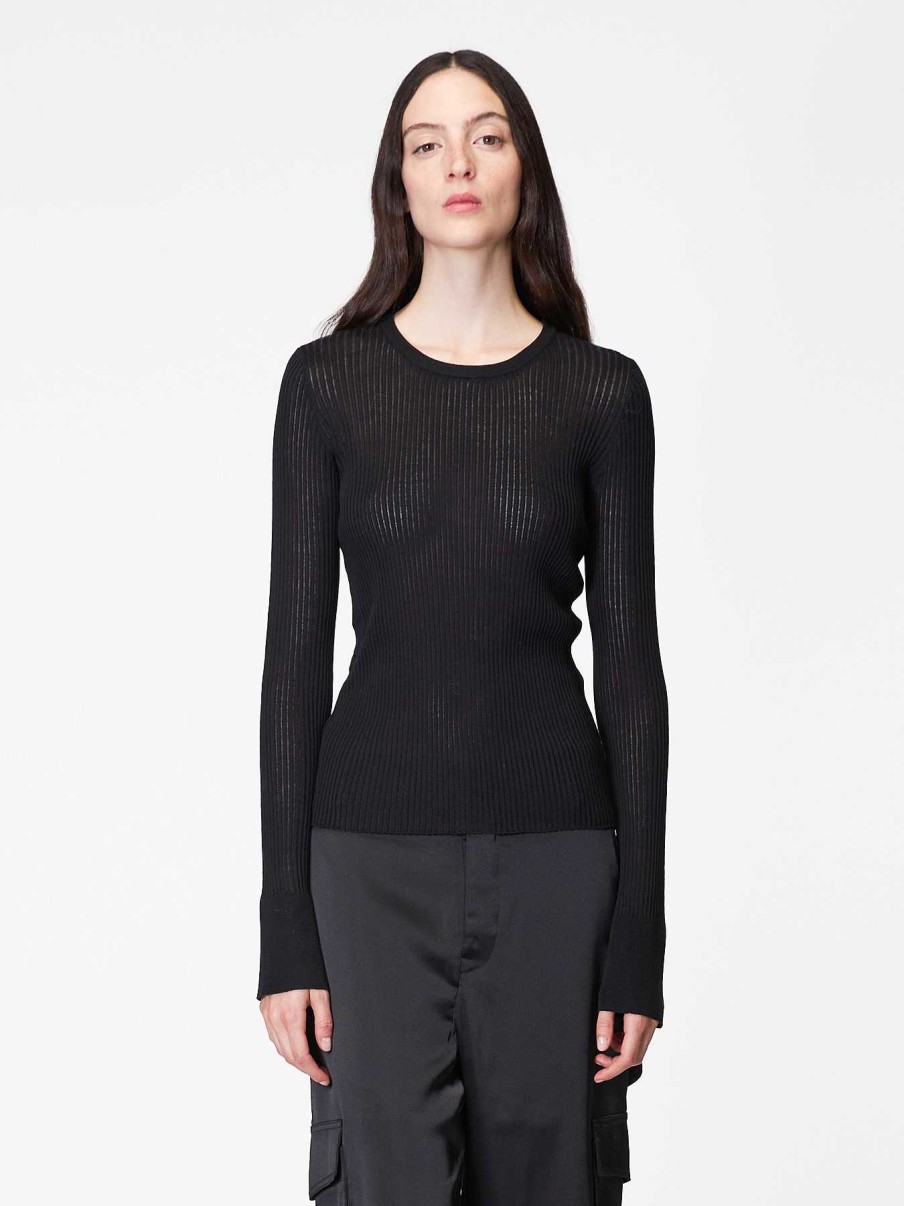 Donna ROBERTO COLLINA Maglieria E Top | Maglia Scarto Ago Nero