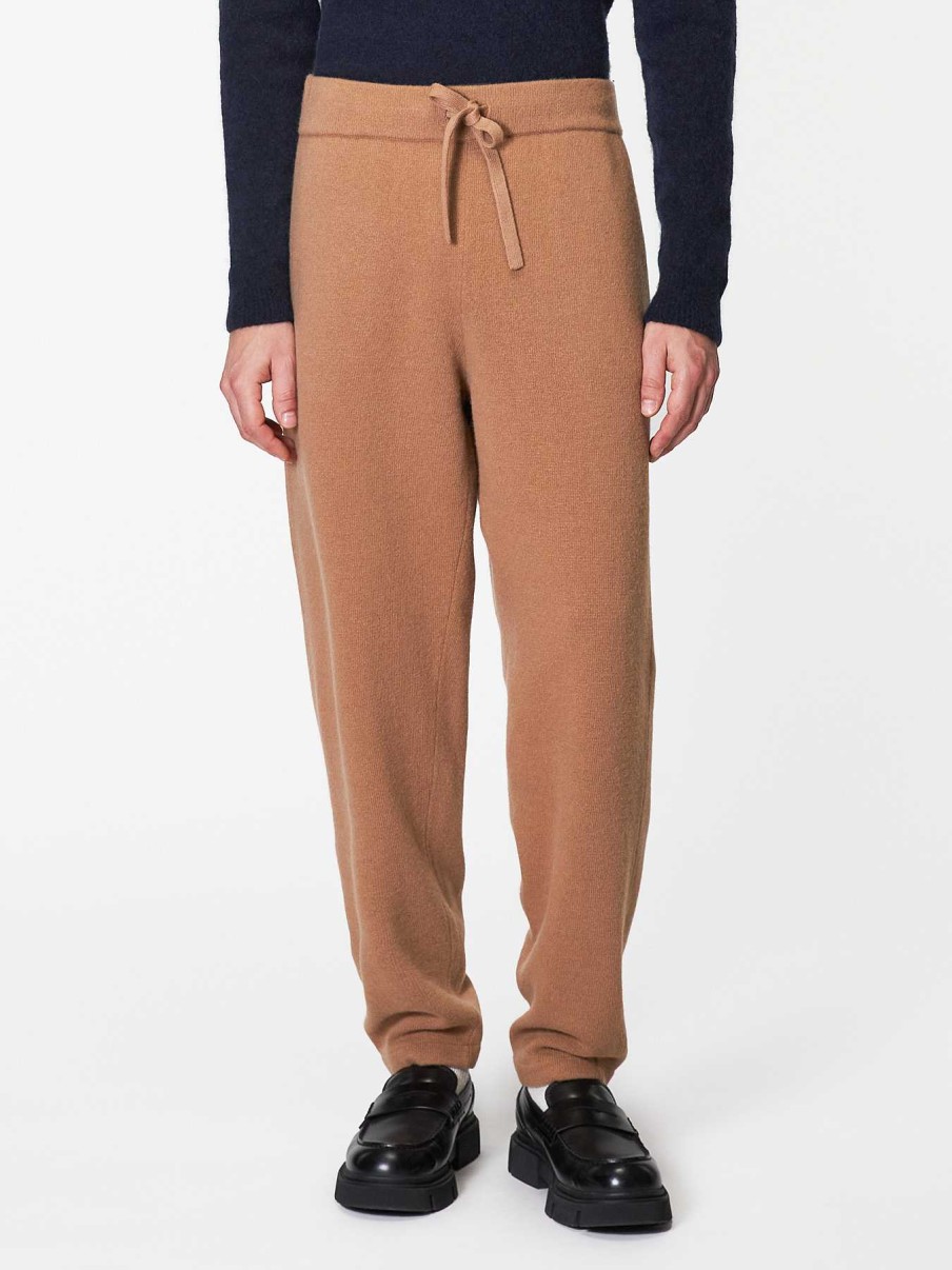 Uomo ROBERTO COLLINA Pantaloni | Joggers In Lana E Cashmere Nocciola