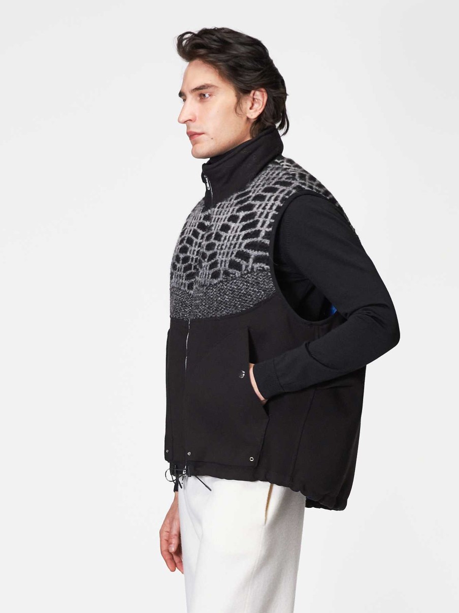 Uomo ROBERTO COLLINA Cardigan E Giacche | Gilet Imbottito Con Zip Nero