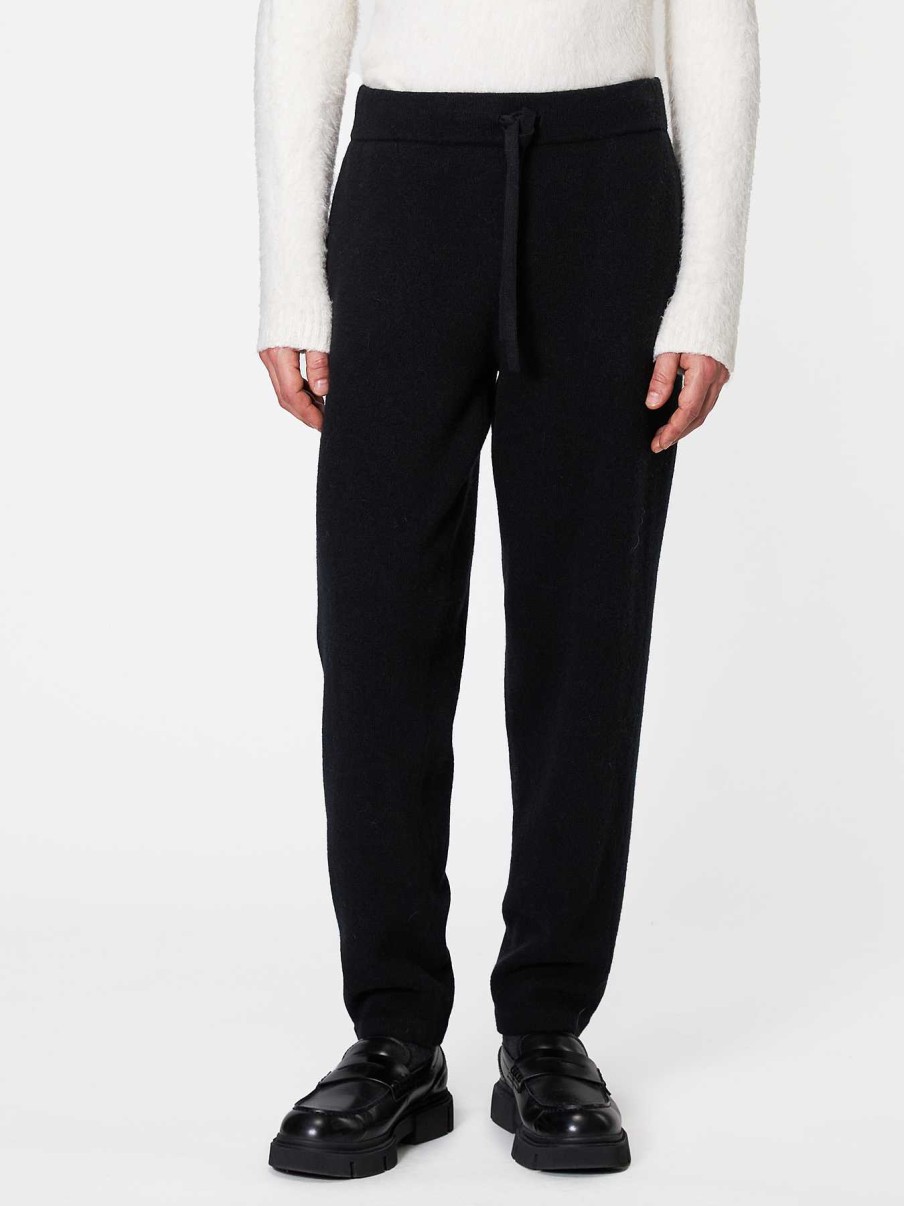 Uomo ROBERTO COLLINA Pantaloni | Joggers In Lana E Cashmere Nero