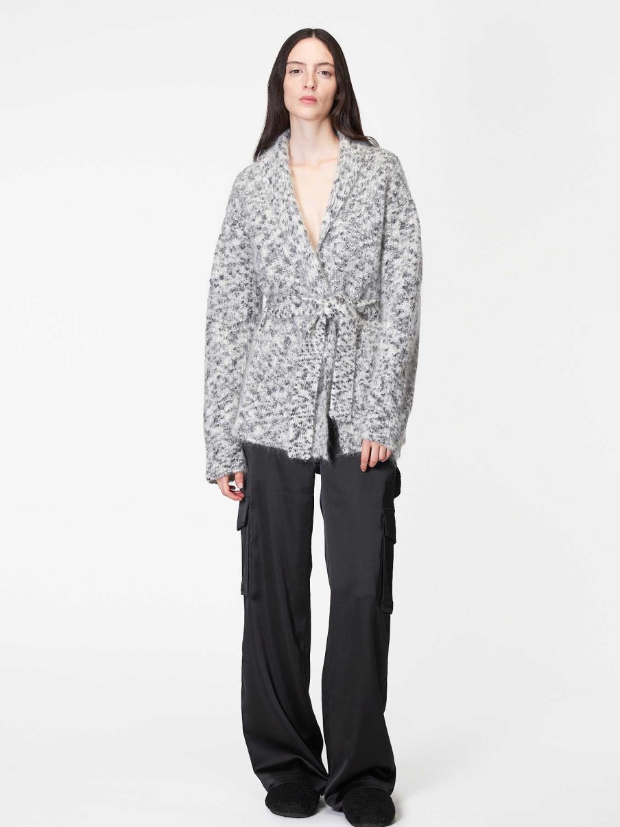 Donna ROBERTO COLLINA Cardigan, Giacche E Cappotti | Cardigan Animalier Con Cintura Bco