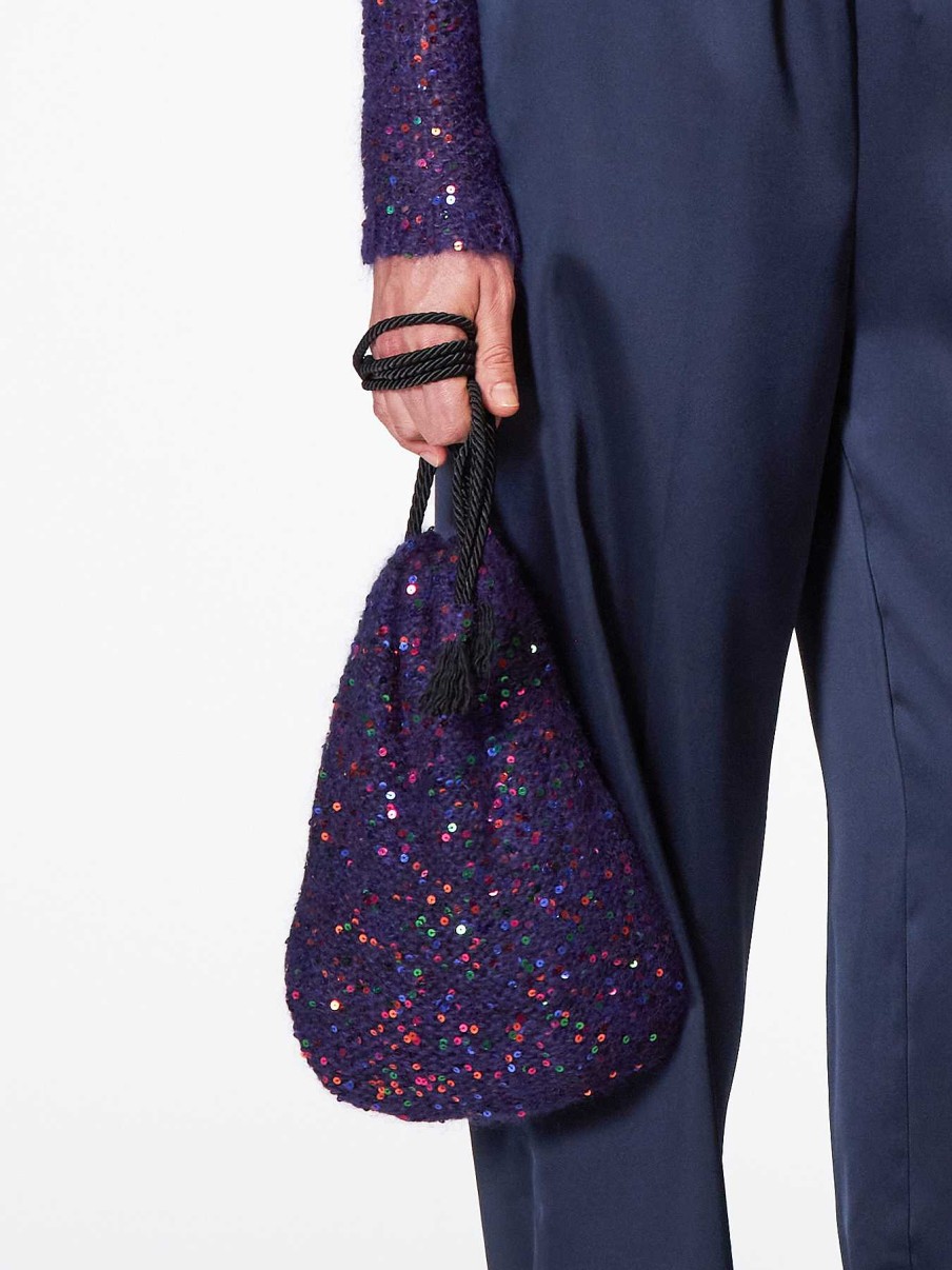 Accessori ROBERTO COLLINA | Mini Bag In Paillettes Viola